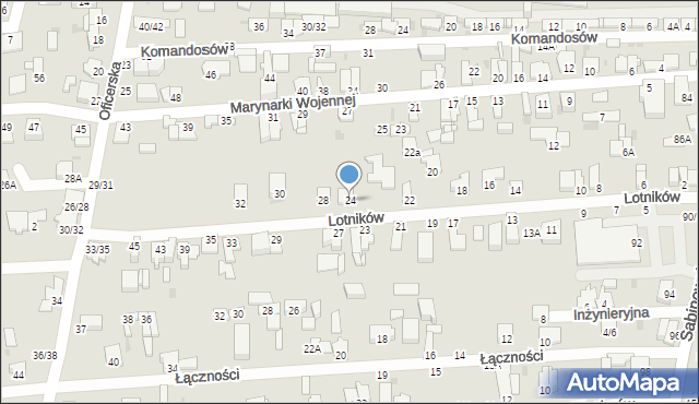 Częstochowa, Lotników, 24, mapa Częstochowy