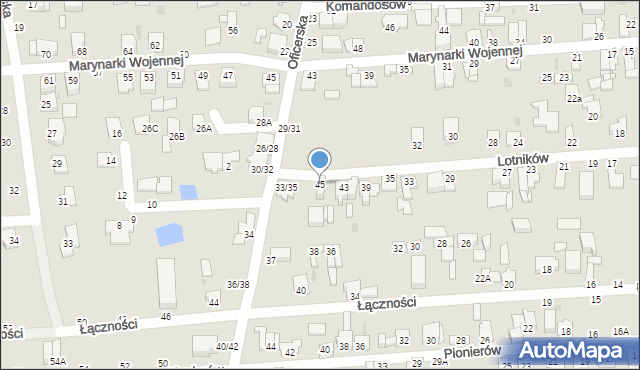 Częstochowa, Lotników, 45, mapa Częstochowy