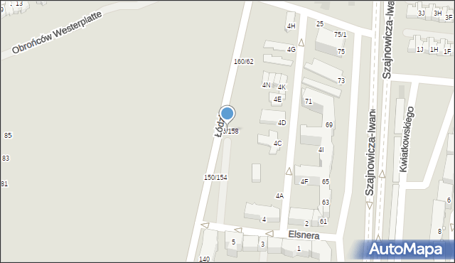 Częstochowa, Łódzka, 156/158, mapa Częstochowy