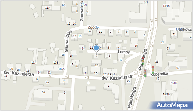 Częstochowa, Lompy Józefa, 7, mapa Częstochowy