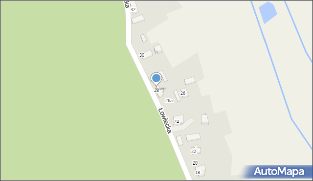 Drogomyśl, Łowiecka, 28, mapa Drogomyśl