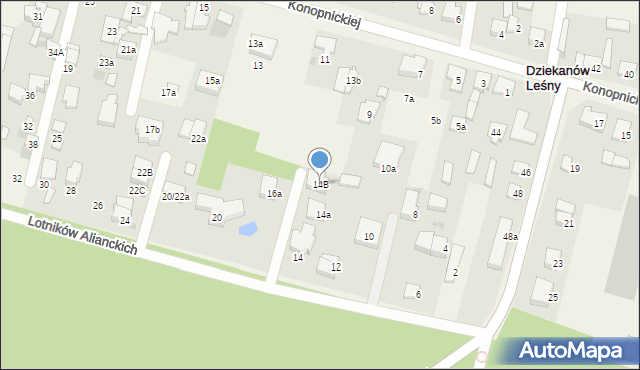 Dziekanów Leśny, Lotników Alianckich, 14B, mapa Dziekanów Leśny