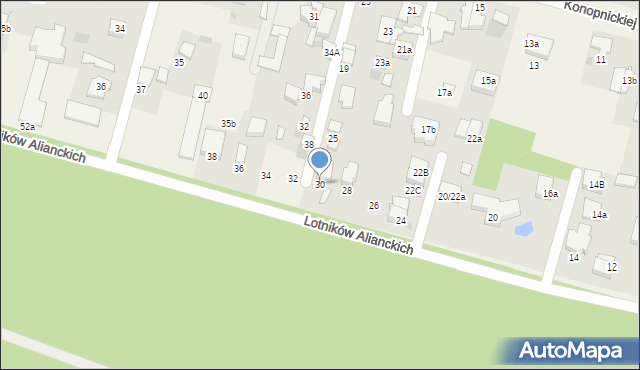 Dziekanów Leśny, Lotników Alianckich, 30, mapa Dziekanów Leśny