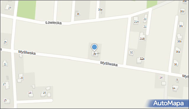 Frydek, Łowiecka, 28, mapa Frydek