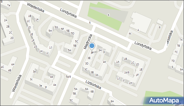 Gorzów Wielkopolski, Londyńska, 3F, mapa Gorzów Wielkopolski