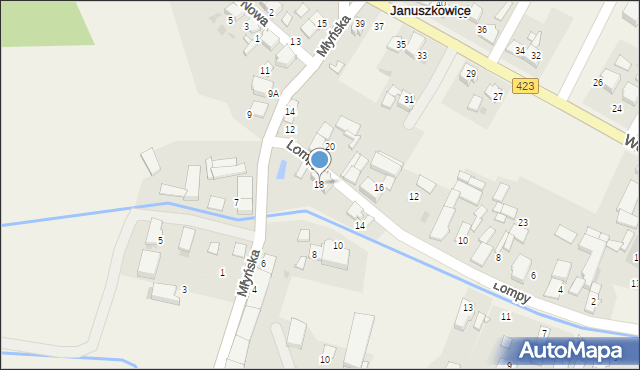 Januszkowice, Lompy Józefa, 18, mapa Januszkowice