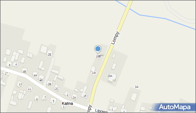 Kalina, Lompy Józefa, 14B, mapa Kalina