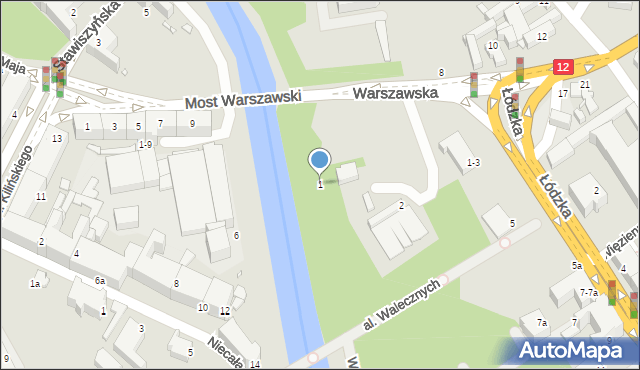 Kalisz, Łódzka, 1, mapa Kalisza