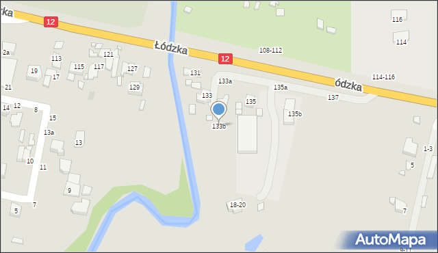 Kalisz, Łódzka, 133b, mapa Kalisza