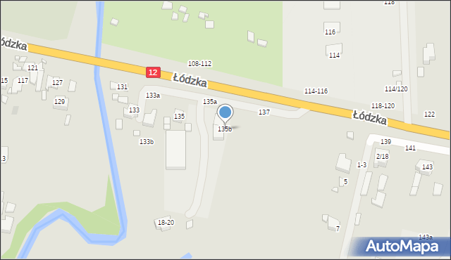 Kalisz, Łódzka, 135b, mapa Kalisza