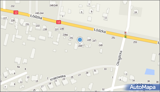 Kalisz, Łódzka, 243, mapa Kalisza