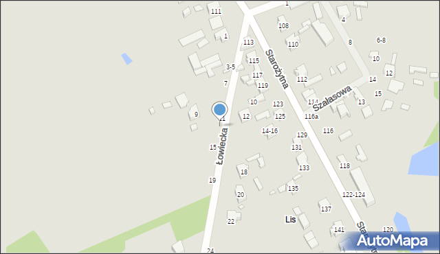 Kalisz, Łowiecka, 13, mapa Kalisza