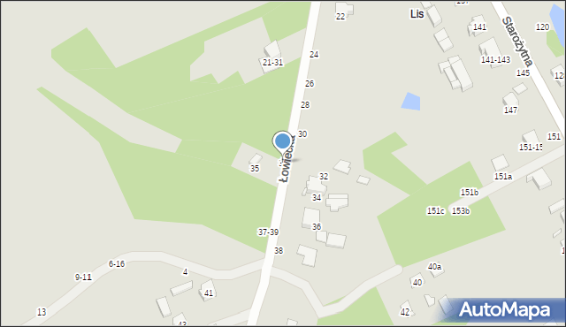 Kalisz, Łowiecka, 33, mapa Kalisza