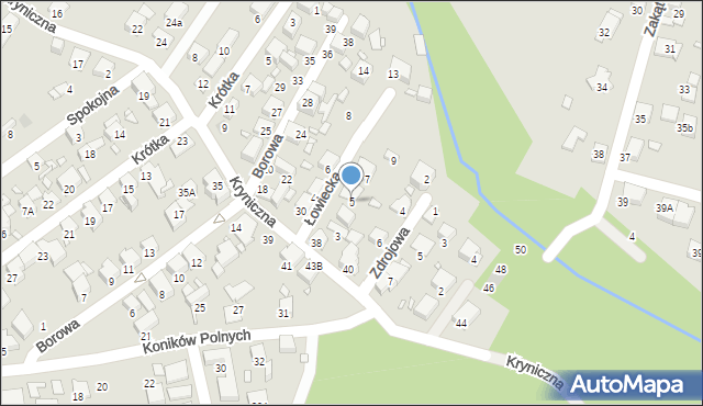 Katowice, Łowiecka, 5, mapa Katowic