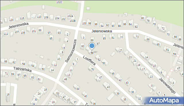 Kielce, Loefflera Franciszka, 56, mapa Kielc