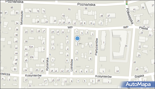 Kostrzyn, Lotników, 1, mapa Kostrzyn