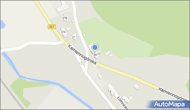 Kowary, Łomnicka, 3A, mapa Kowary