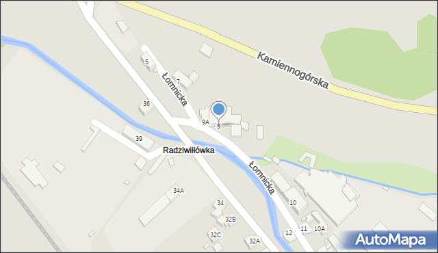 Kowary, Łomnicka, 9, mapa Kowary