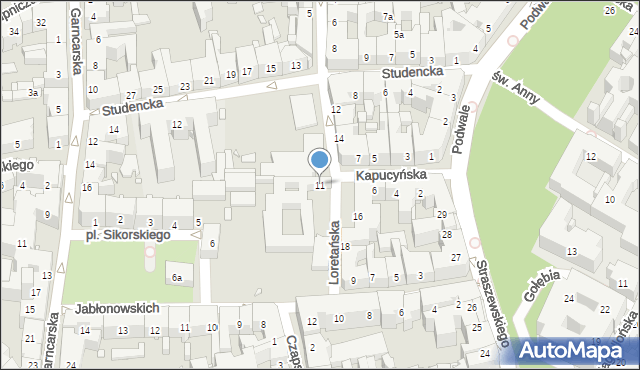 Kraków, Loretańska, 11, mapa Krakowa