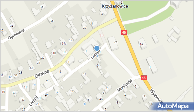 Krzyżanowice, Lompy Józefa, 3, mapa Krzyżanowice