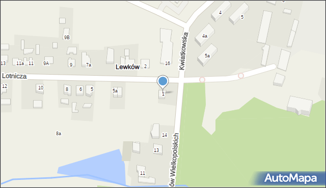 Lewków, Lotnicza, 1, mapa Lewków