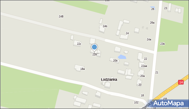 Łódź, Łodzianka, 22b, mapa Łodzi