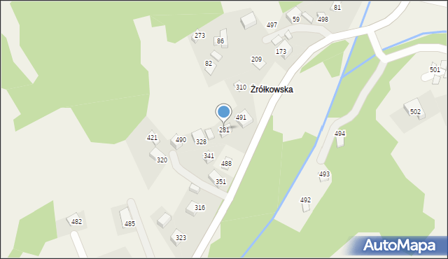 Łomnica-Zdrój, Łomnica-Zdrój, 281, mapa Łomnica-Zdrój