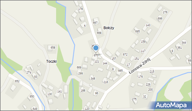 Łomnica-Zdrój, Łomnica-Zdrój, 670, mapa Łomnica-Zdrój