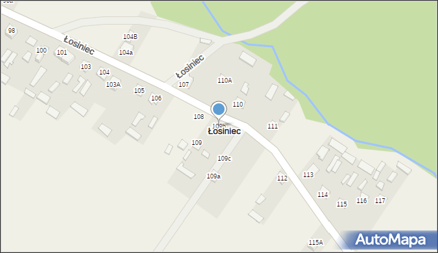 Łosiniec, Łosiniec, 109b, mapa Łosiniec