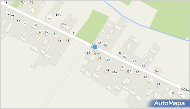 Łosiniec, Łosiniec, 86, mapa Łosiniec