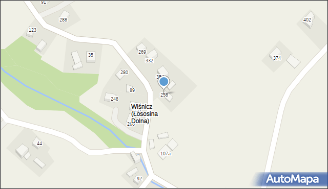 Łososina Dolna, Łososina Dolna, 258, mapa Łososina Dolna