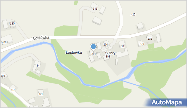 Łostówka, Łostówka, 201, mapa Łostówka