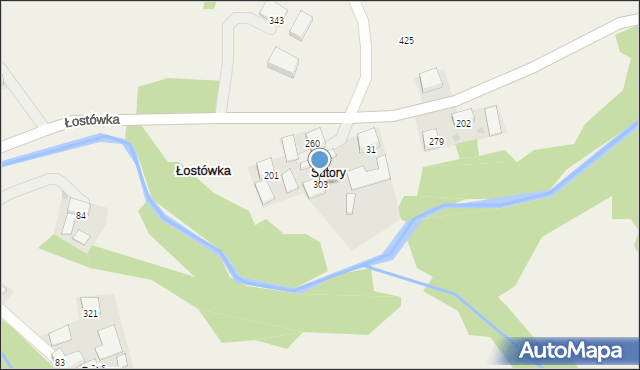 Łostówka, Łostówka, 303, mapa Łostówka