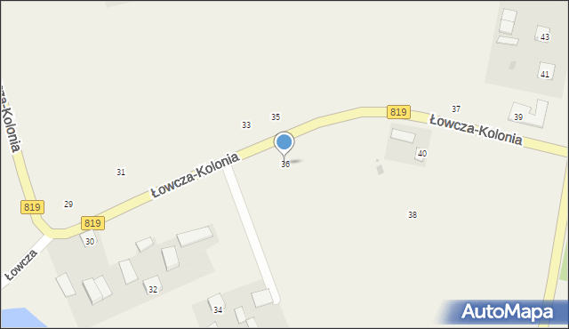 Łowcza-Kolonia, Łowcza-Kolonia, 36, mapa Łowcza-Kolonia