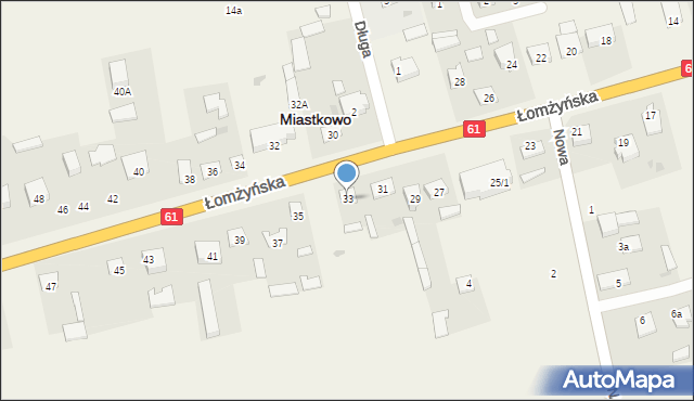 Miastkowo, Łomżyńska, 33, mapa Miastkowo