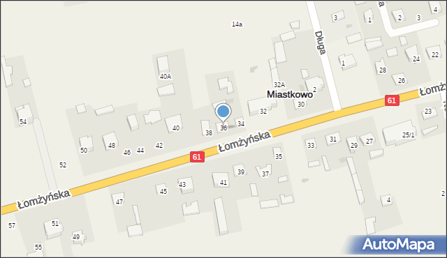 Miastkowo, Łomżyńska, 36, mapa Miastkowo