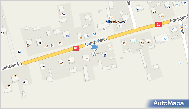 Miastkowo, Łomżyńska, 39, mapa Miastkowo