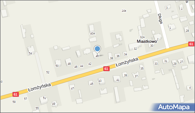 Miastkowo, Łomżyńska, 40, mapa Miastkowo