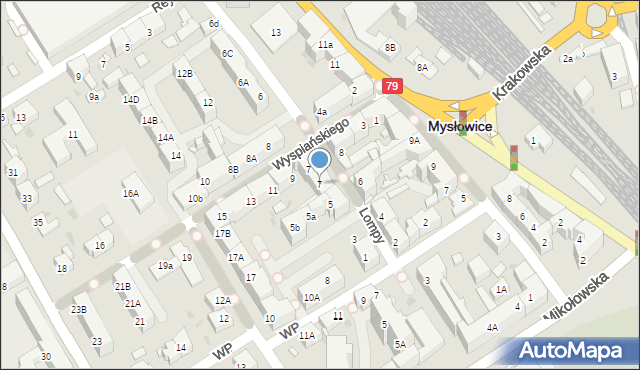 Mysłowice, Lompy Józefa, 7, mapa Mysłowice