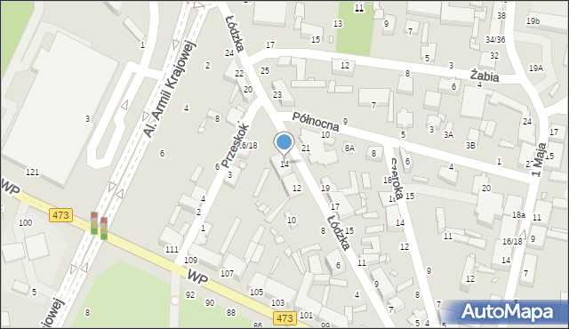 Piotrków Trybunalski, Łódzka, 14, mapa Piotrków Trybunalski