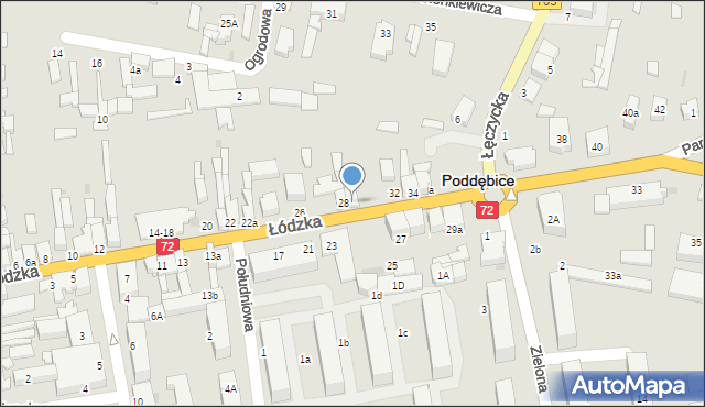 Poddębice, Łódzka, 30, mapa Poddębice