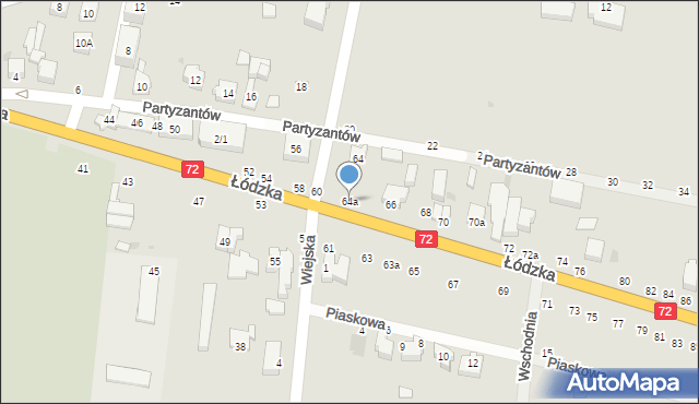 Poddębice, Łódzka, 64a, mapa Poddębice