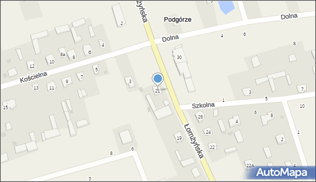 Podgórze, Łomżyńska, 21, mapa Podgórze