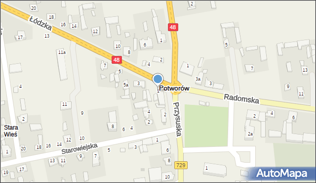 Potworów, Łódzka, 1, mapa Potworów