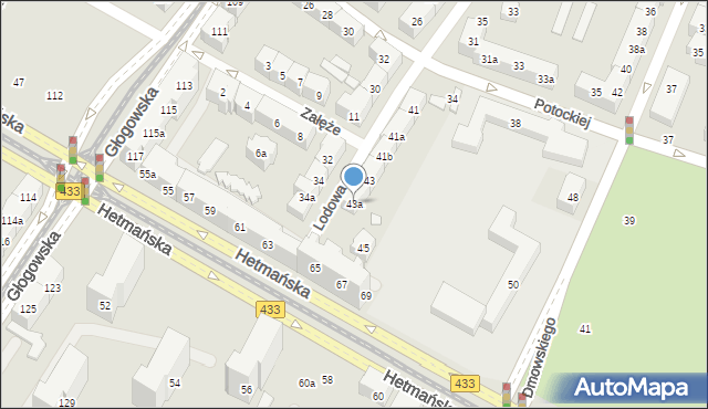 Poznań, Lodowa, 43a, mapa Poznania