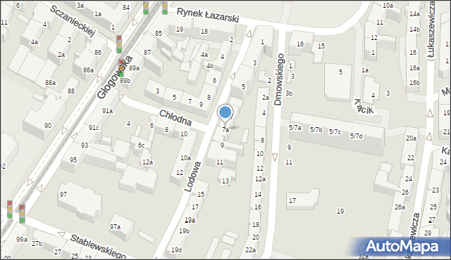 Poznań, Lodowa, 7a, mapa Poznania