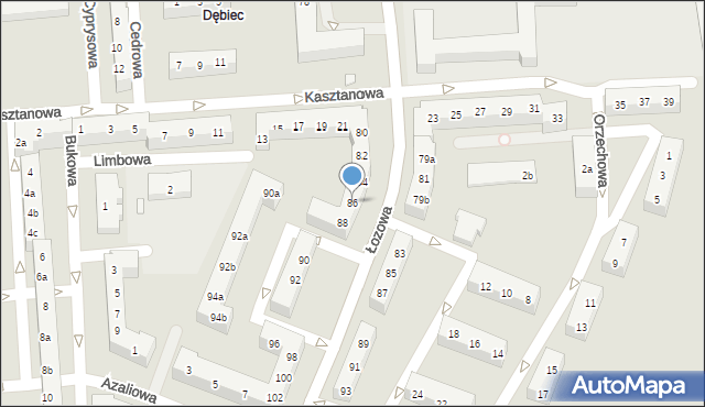 Poznań, Łozowa, 86, mapa Poznania