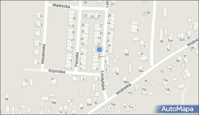 Radom, Londyńska, 11, mapa Radomia