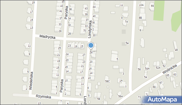 Radom, Londyńska, 24, mapa Radomia