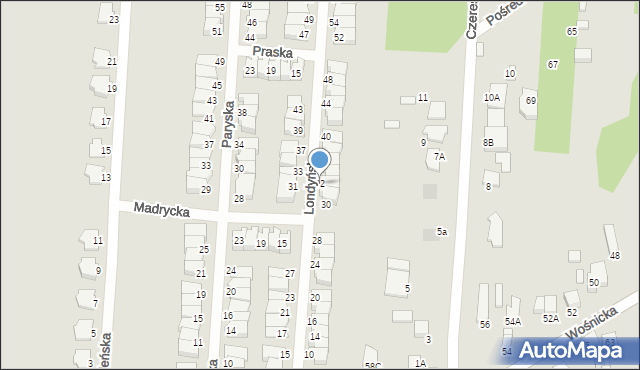 Radom, Londyńska, 32, mapa Radomia